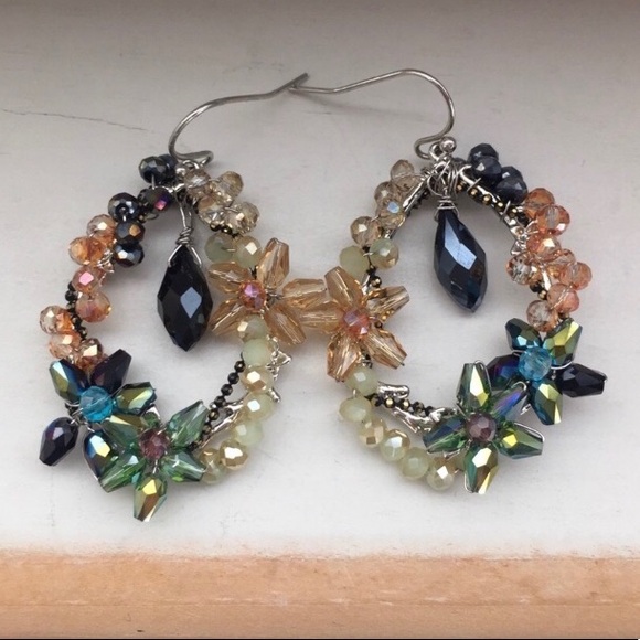 beaded and crystal earrings - Picture 2 of 3
